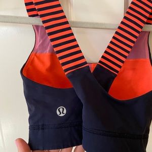 lululemon orange and navy sports bra